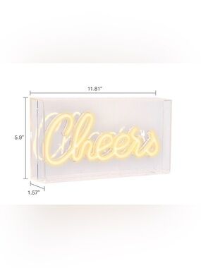 Yellow "Cheers" Neon Sign - Wall Decor
